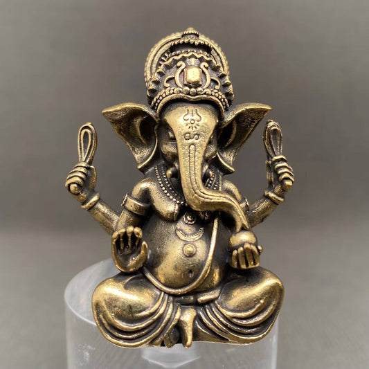 Indian Elephant Trunk God Crafts Brass Desktop Ornaments
