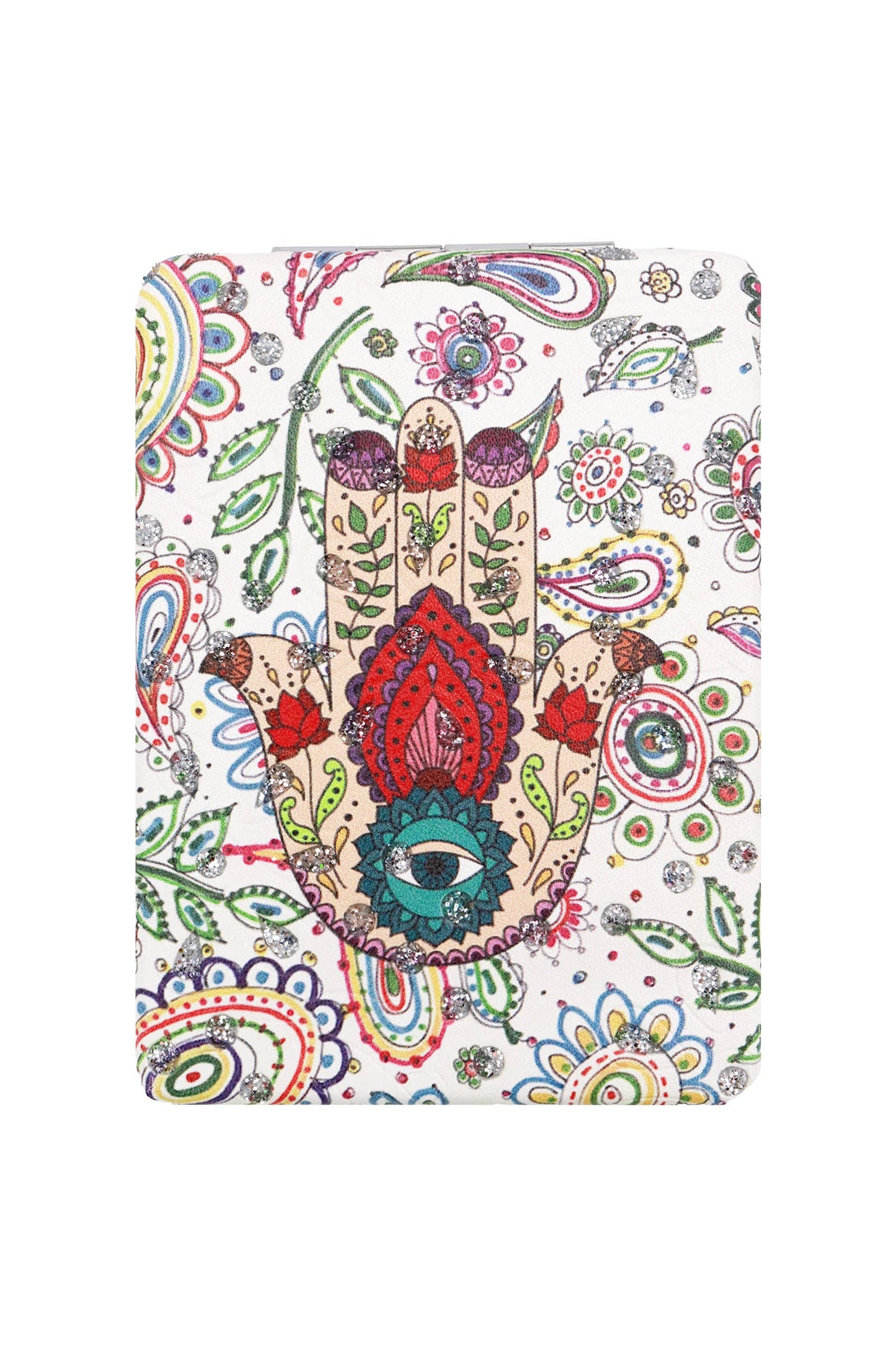 Hamsa Hand Glitter Compact Mirror - 12 Pc