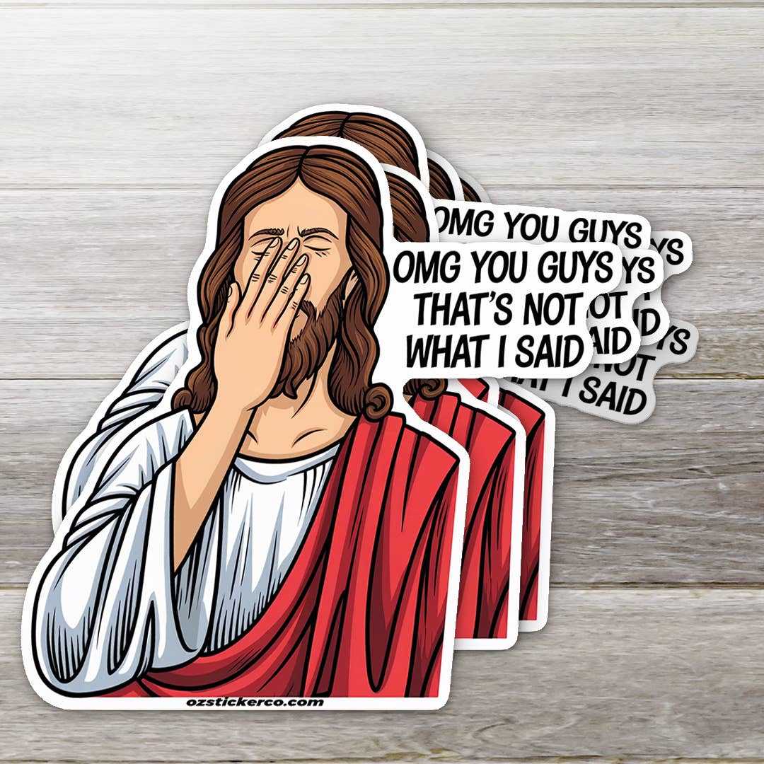 Facepalm Jesus Sticker – Hilariously Holy Meme Decal
