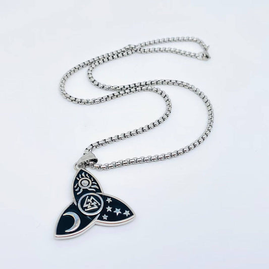Sun Star Moon Valknut Stainless Steel Necklace - MJ/MNP