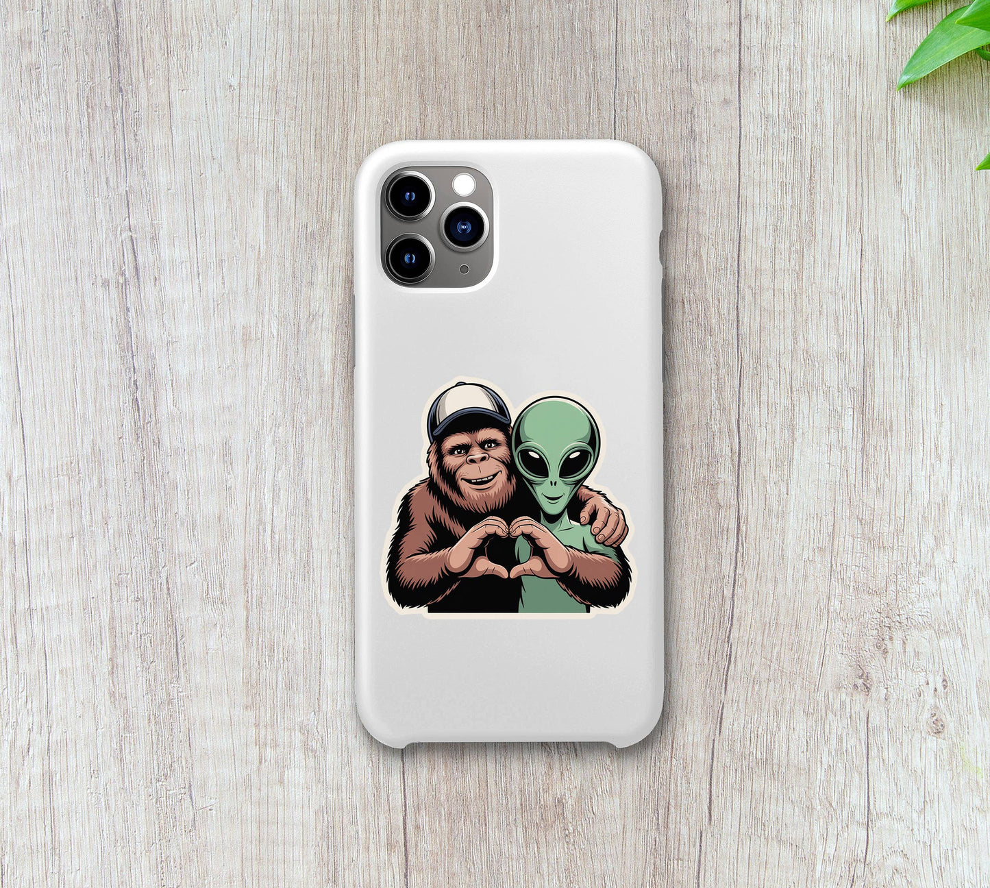 Bigfoot and Alien Love Sticker