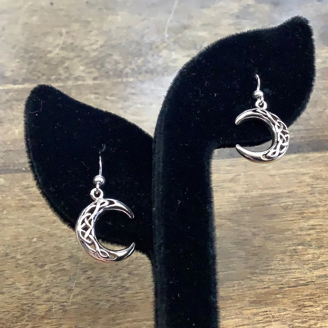 Sterling silver Celtic knot moon earrings