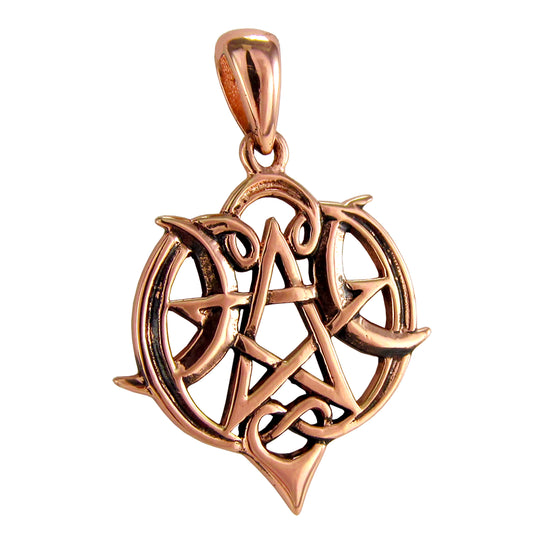 Copper Small Heart Pentacle Pendant