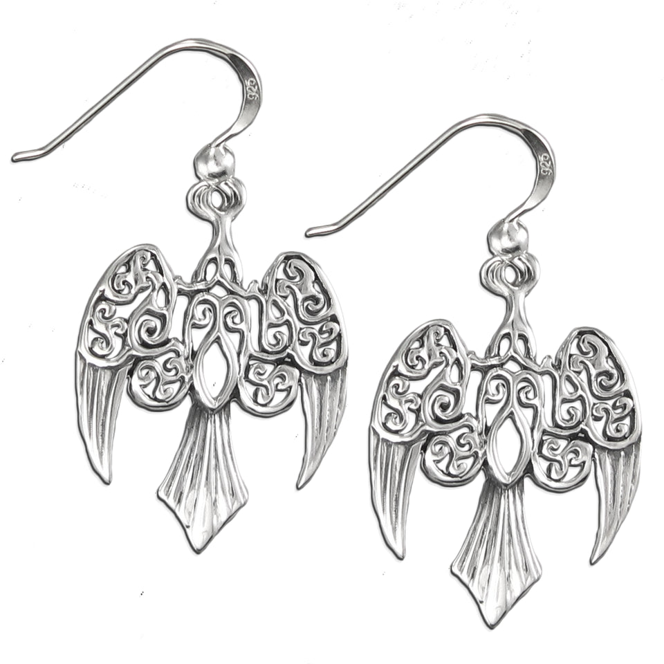 Sterling Silver Goddess Morrigan Raven Earrings