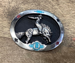 Belt Buckle Turquoise and Silver