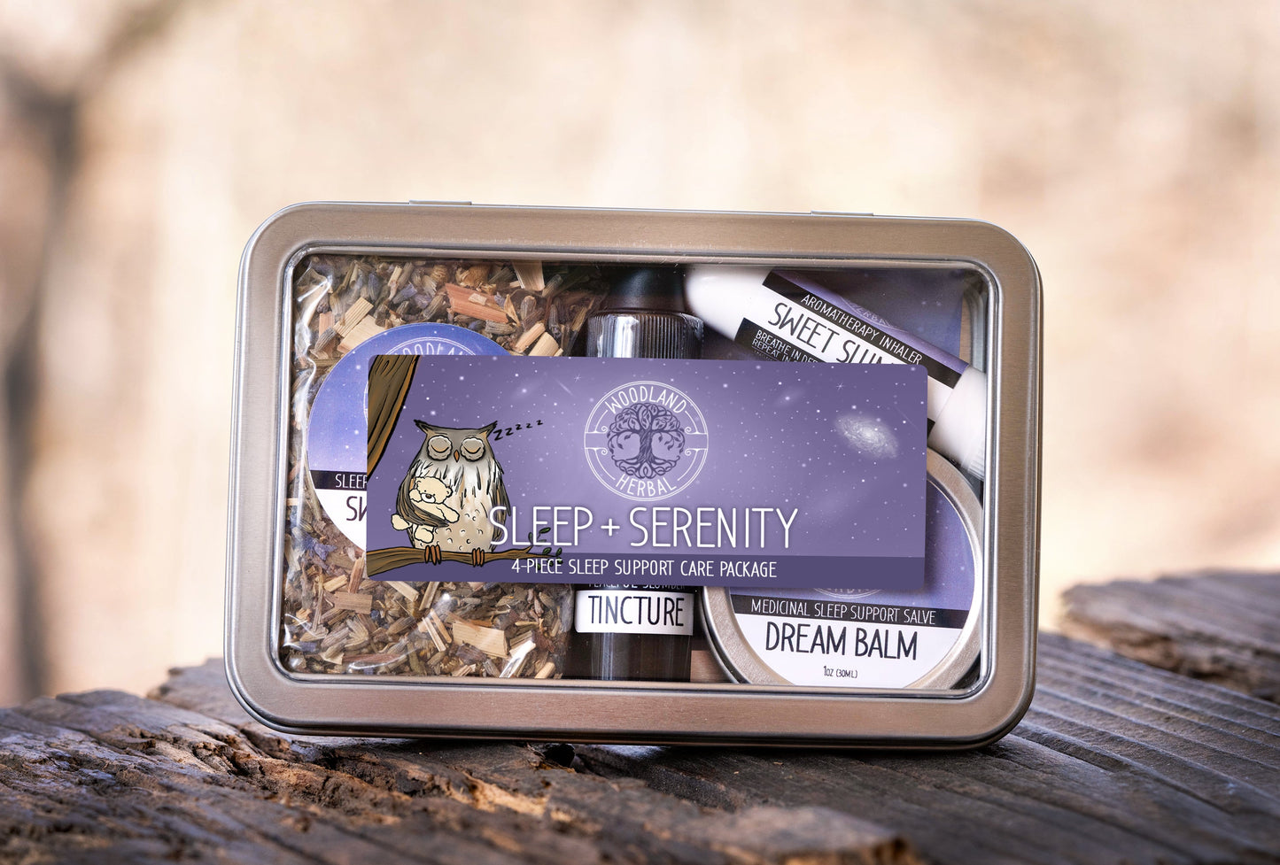 Sleep & Serenity Care Package - 4-Piece Kit for Inducing Sleep, Balancing Sleep Patterns, Ease Stress, Calm Anxiety