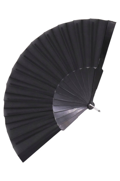 Sleek Mono Black On Black Hand-held Folding Fan