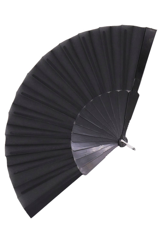 Sleek Mono Black On Black Hand-held Folding Fan