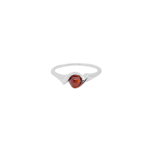 Cognac Amber Sterling Silver Ring