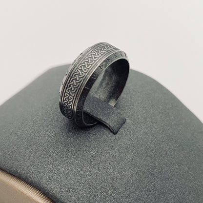 Stainless Steel Vintage Celtic knot Viking Rune Ring - MJ/MR