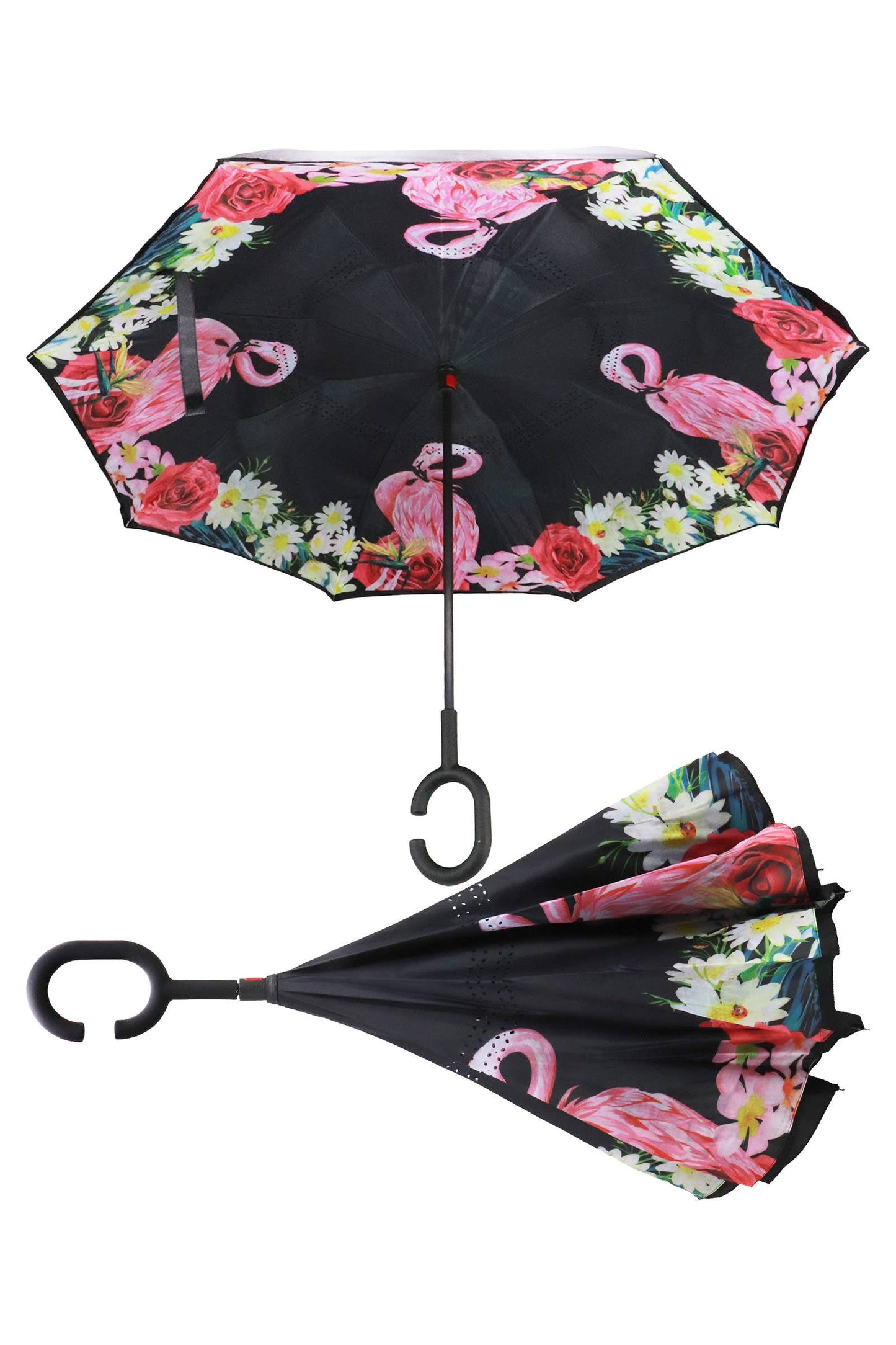 Reverse Manual Inside-out Open-fold Double Canopy Umbrella