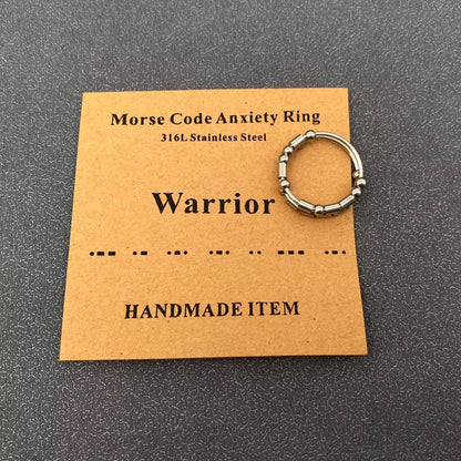 Multi-style Morse Code Stainless Steel Adjustable Ring
