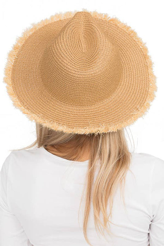 Toyo Straw Standard Frayed Brim Fedora Rancher Hat