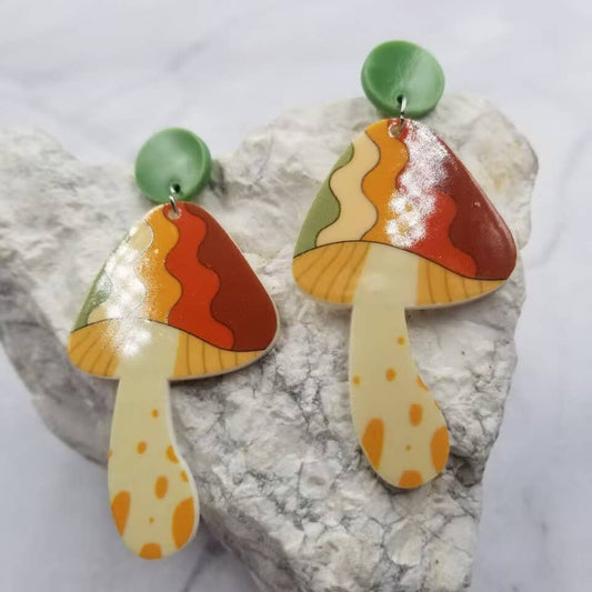 Acrylic Psychedelic Mushroom Earrings
