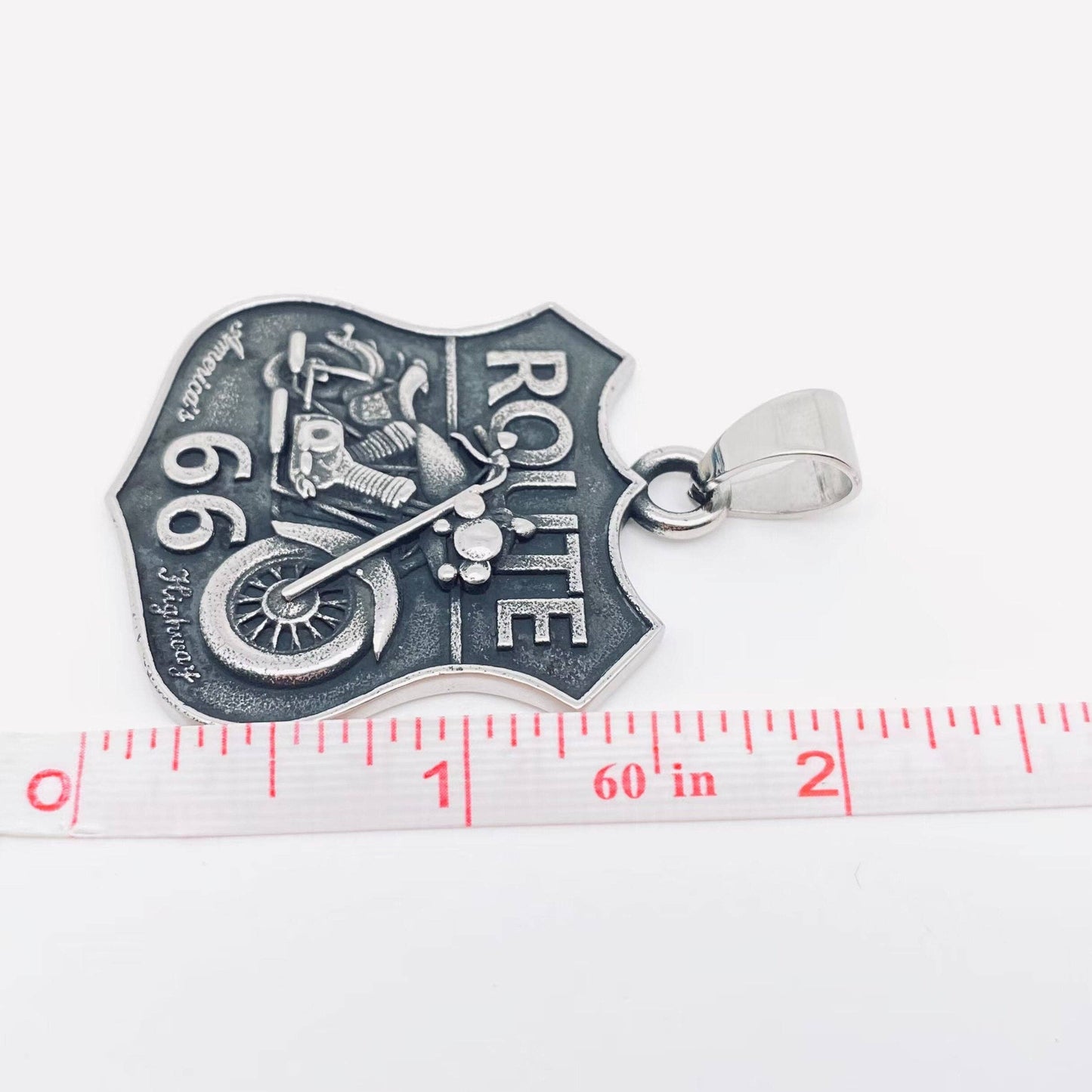 Motorcycle ROUTE 66 Stainless Steel Pendant