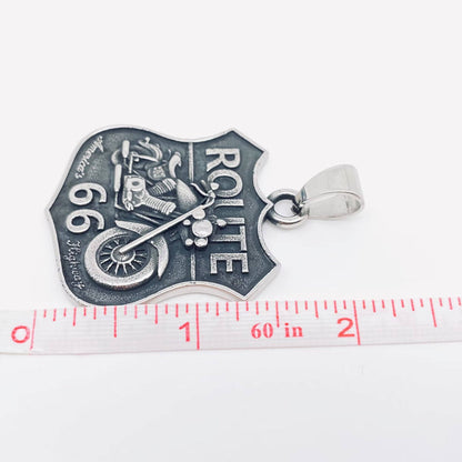 Motorcycle ROUTE 66 Stainless Steel Pendant