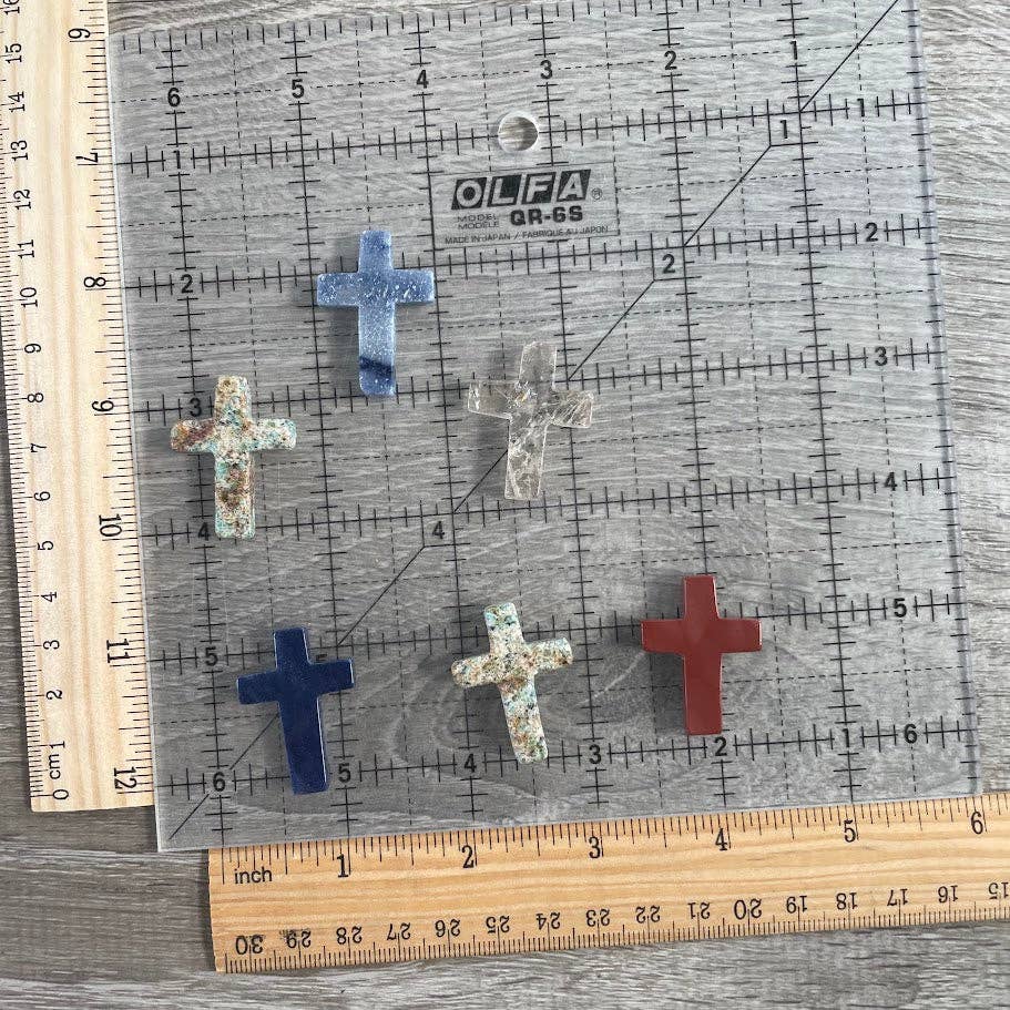 Gemstone Carved Cross Figurine