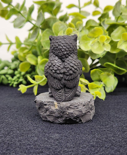 Shungite Figurine Owl Facing Front (2.25x1.75x2.25")