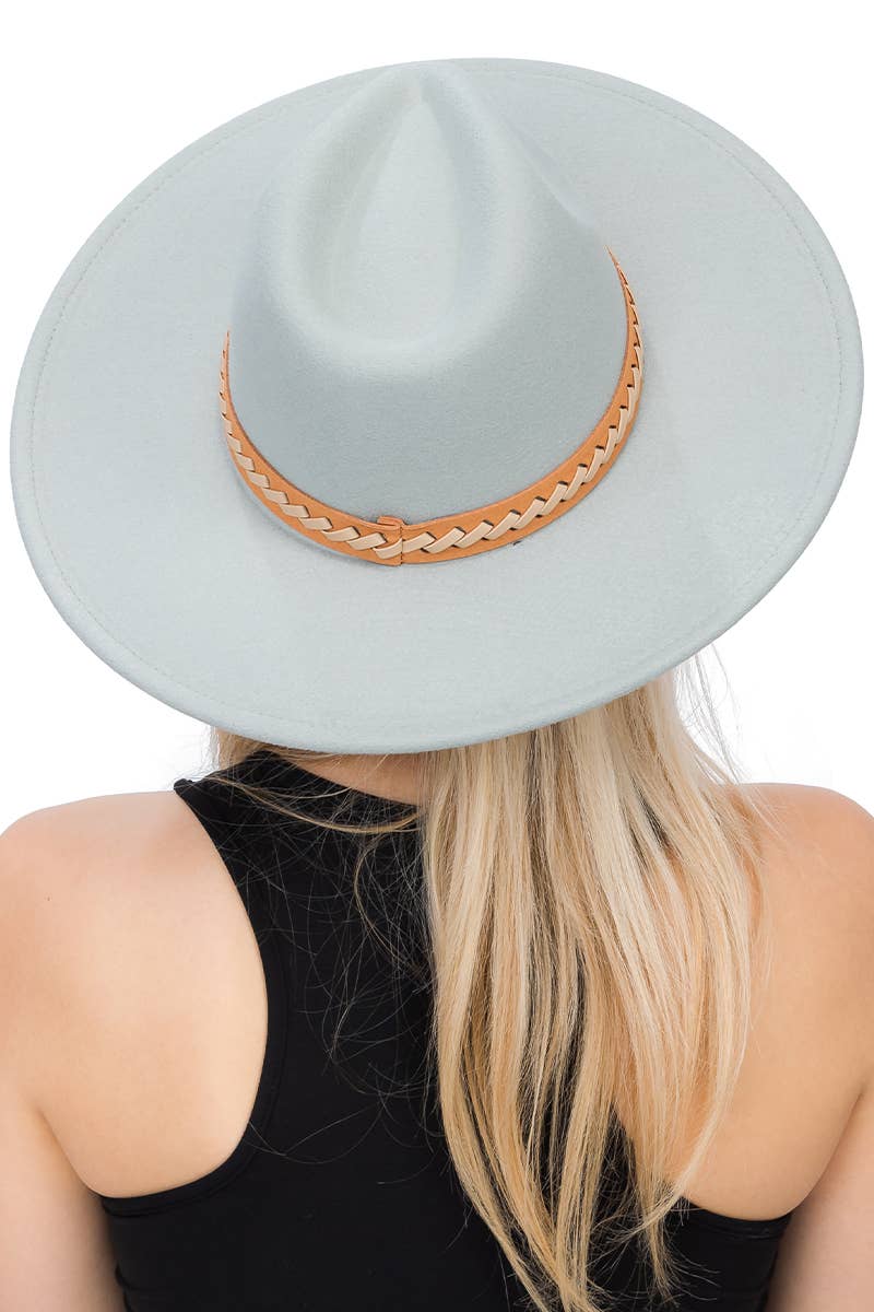 Faux Suede Leather Band Faux Wool Rancher Hat