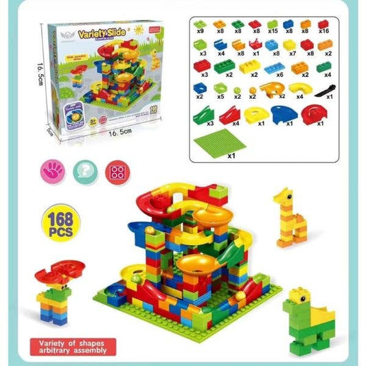 The Marble Run Variety Slide - 168PC STEM Funny Block Build