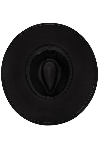 Faux Suede Leather Band Wide Brim Rancher Hat