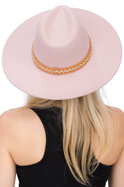 Faux Suede Leather Band Faux Wool Rancher Hat