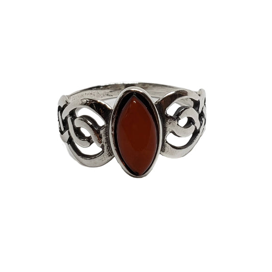 Celtic Cherry Amber Sterling Silver Ring
