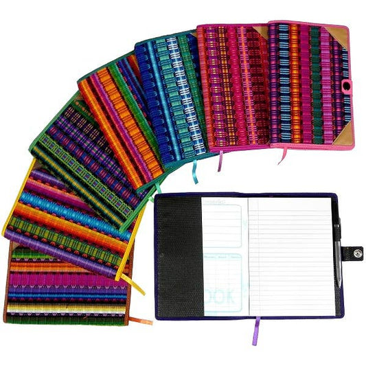 Woven Striped Multi-colored Refillable Notebook