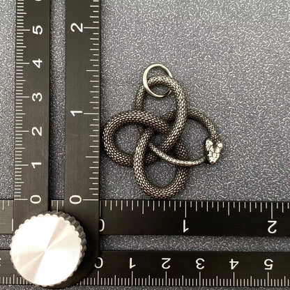 Stainless Steel Ouroboros Blackening Snake Pendant