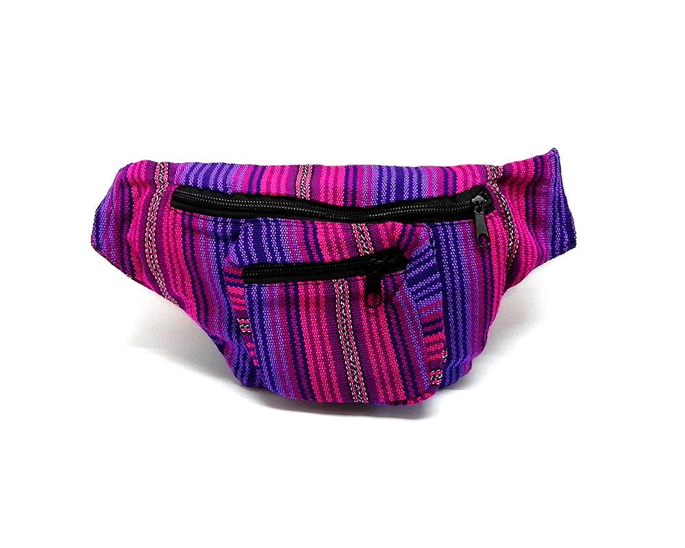 Woven Striped Guatemalan 3 Zipper Fanny Pack
