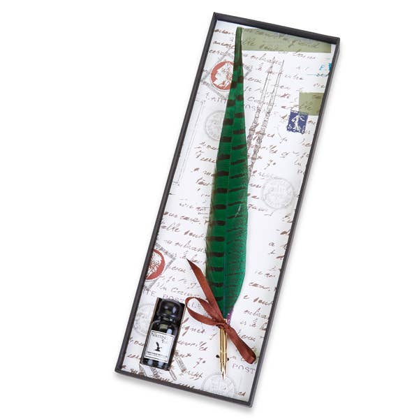 Pheasant Quill Nib Pen & Ink Set