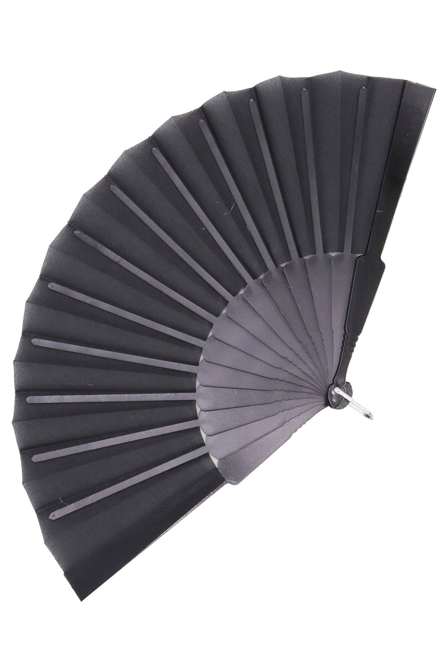 Sleek Mono Black On Black Hand-held Folding Fan