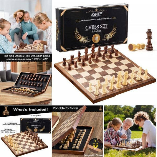 Asney Gaming Chess Set - #AS0010.B2 - Premium All Wood With Felt Inlay