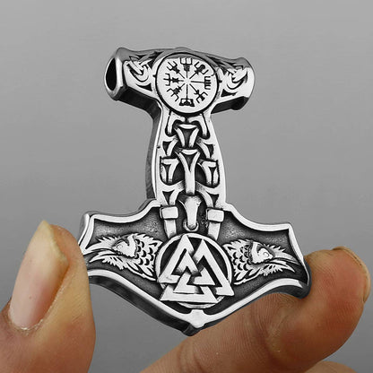 Valknut Hammer Viking Stainless Steel Pendant - MJ/MMP