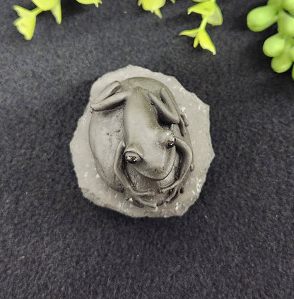 Shungite Figurine Frog on Stone(2.5x2x1.75")(EMF Protection)