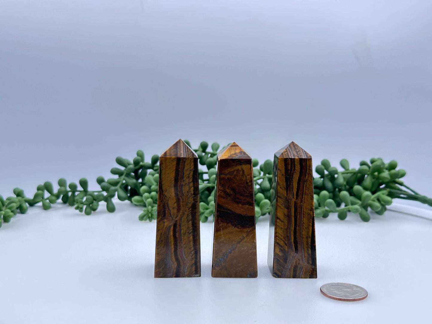 Tiger Eye Gemstone Tower Obelisk 4 Faceted 7.5CM Aprox
