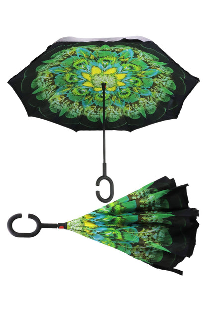 Reverse Manual Inside-out Open-fold Double Canopy Umbrella