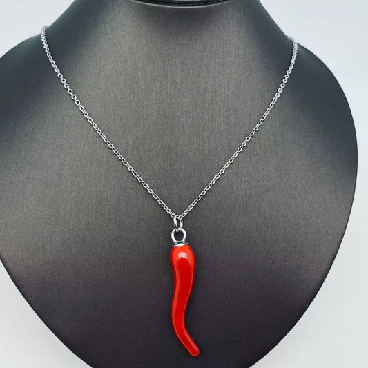 Enamel Pepper 18K Gold Plated Stainless Steel Necklace -FGS