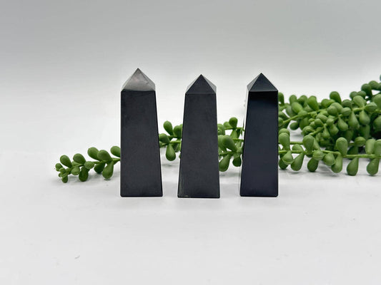 Black Obsidian Gemstone Tower Obelisk 4 Faceted 7.5CM Aprox