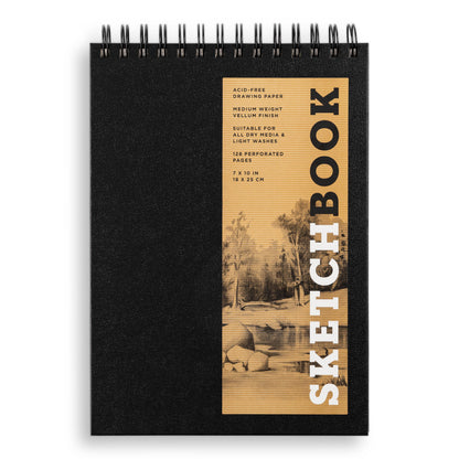Medium Sketchbook 10x7"- Basic Spiral Fliptop Landsc (Black)