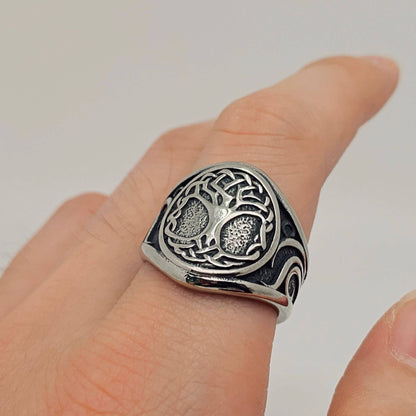 Viking Tree of Life Titanium Steel Ring