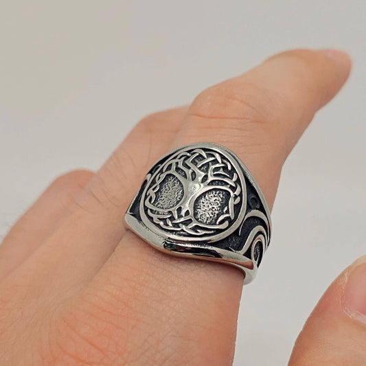 Viking Tree of Life Titanium Steel Ring