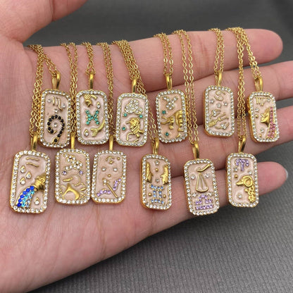 Zodiac 12 Constellations 18K Golden S.Steel Necklace - FGS