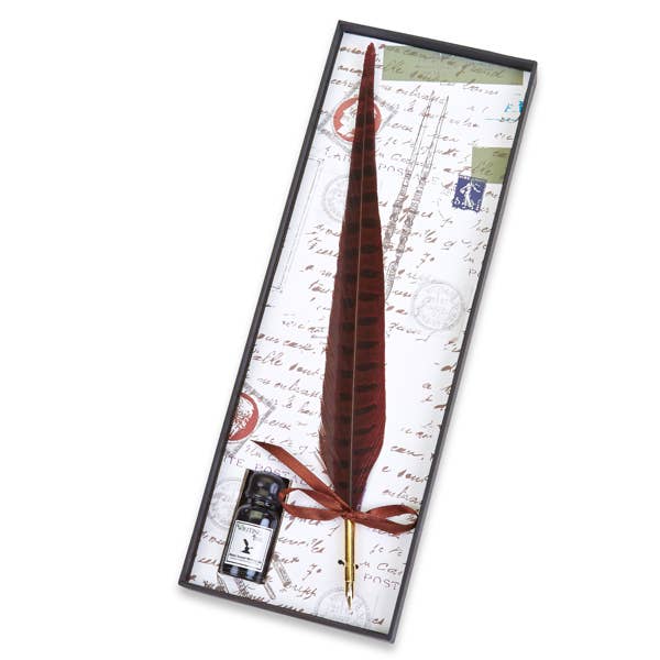 Pheasant Quill Nib Pen & Ink Set
