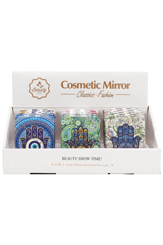 Hamsa Hand Glitter Compact Mirror - 12 Pc