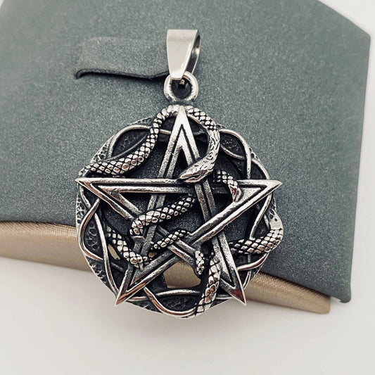 Stainless Steel Five-pointed Star Plate Snake Pendant | Gift