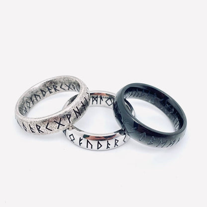 Vintage Viking Text Luen Rune Titanium Steel Ring