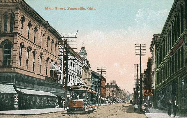 Postcard OH-473 Main Street, Zanesville