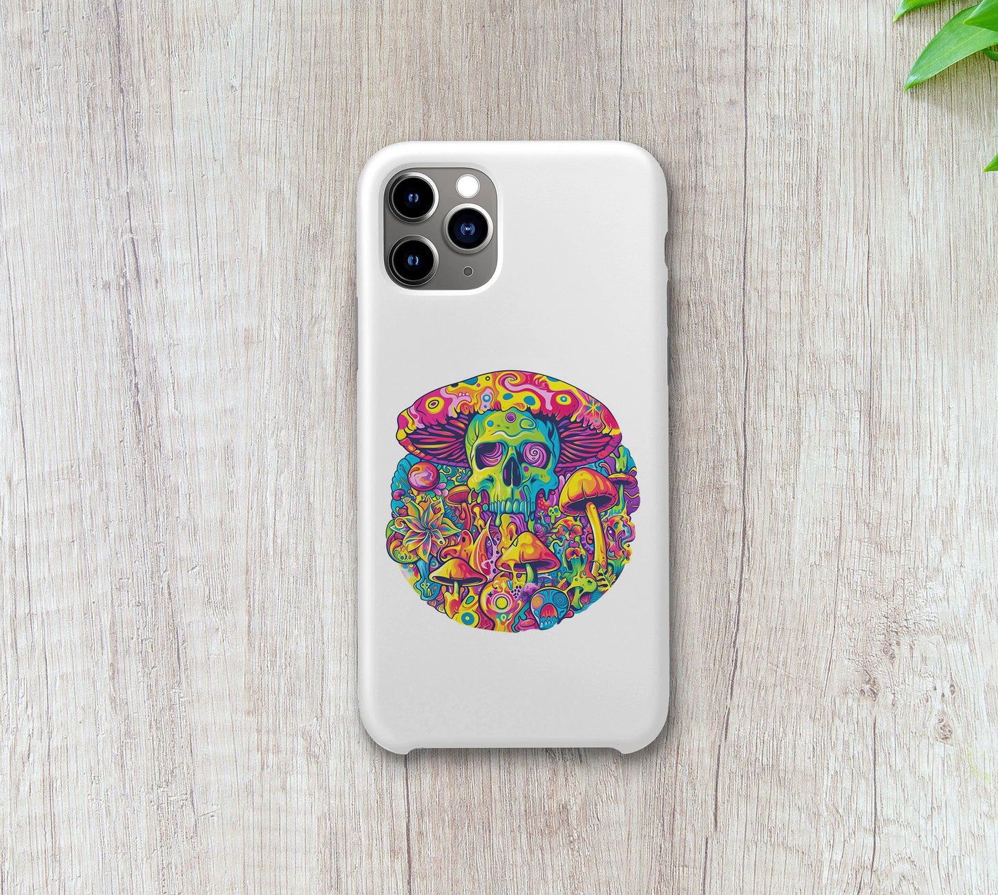 Bright Colorful Trippy Mushroom Skull Sticker