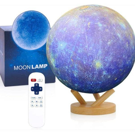 Moon Lamp - #DarkBlueBox.B331 - 6" Moon Remote Control, Wood